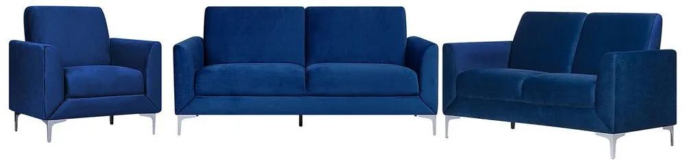 Conjunto de sofás com 6 lugares em veludo azul marinho FENES Beliani