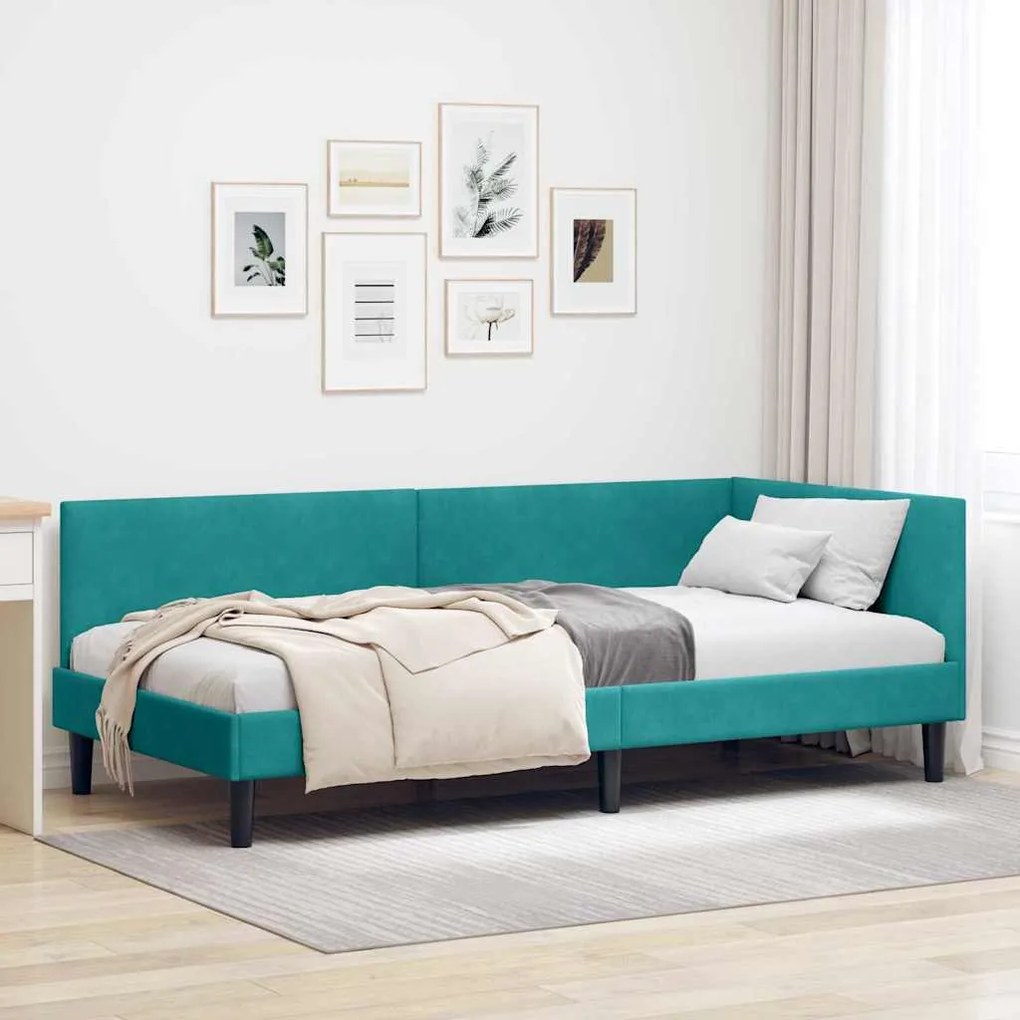 vidaXL Estrutura de Cama de Canto Turquesa 90 cm x 200 cm