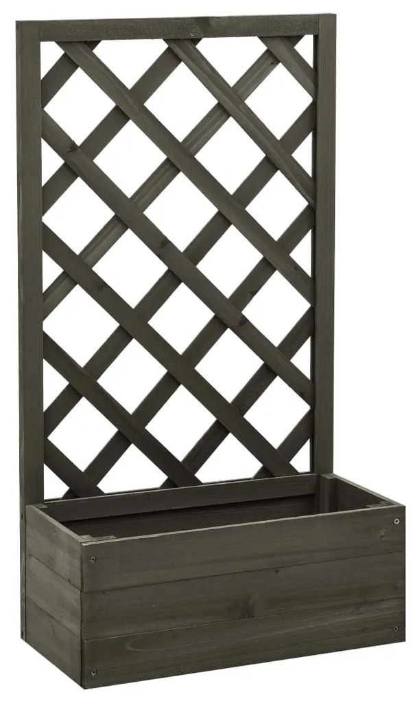 vidaXL Vaso com treliça para jardim 50x25x90 cm abeto maciço cinzento