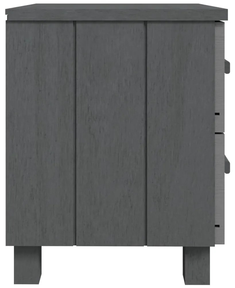 Mesas cabeceira HAMAR 2pcs 40x35x44,5 pinho maciço cinza-escuro