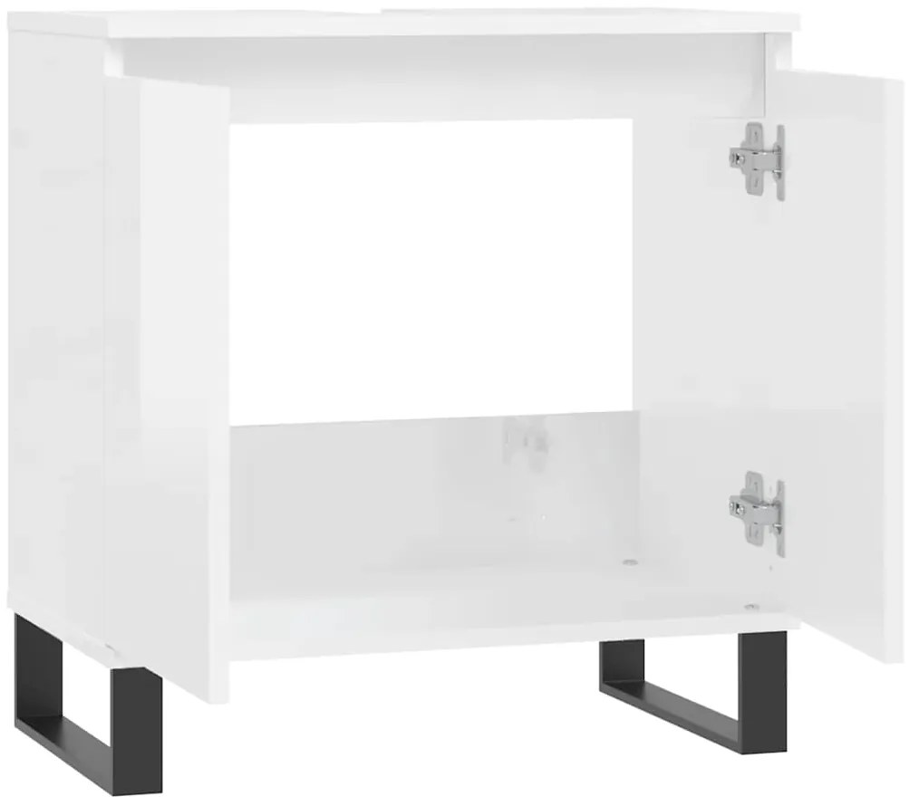 Armário casa banho 58x33x60 cm deriv. madeira branco brilhante