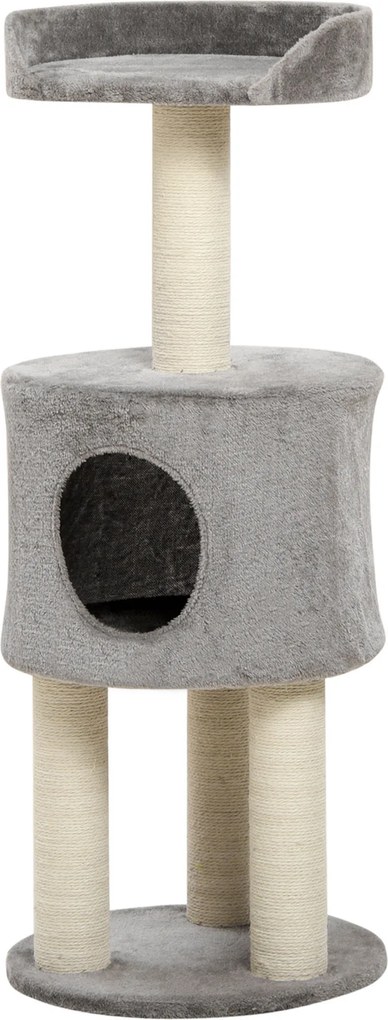 Arranhadores para gatos com arranhadores, árvore para trepar, casinha e plataforma de pelúcia, altura 103 cm, cinzenta