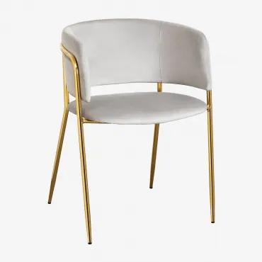 Pacote de 4 cadeiras de jantar de veludo Nalon Cinza Claro & Dourado - Sklum