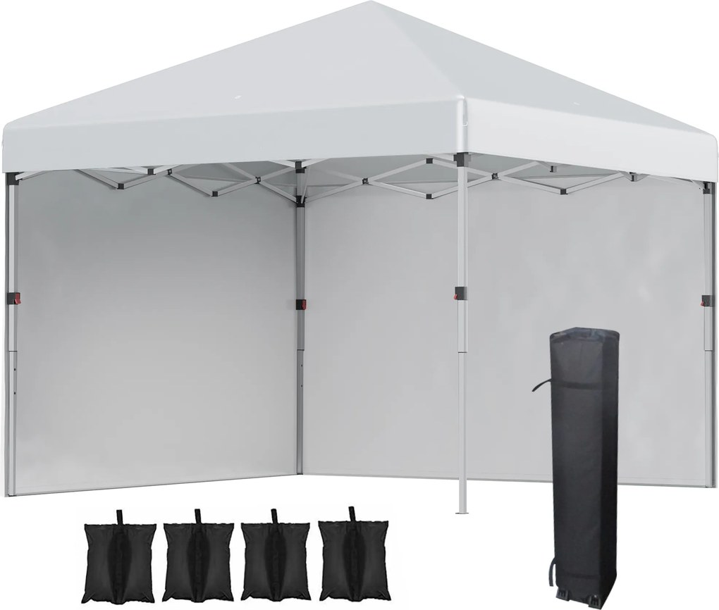 Outsunny Tenda Dobrável Pop-up 3x3 m Tenda de Jardim com 2 Paredes Laterais Anti-UV Altura Ajustável em 3 Níveis e Bolsa de Transporte Cinzento Claro | AOSOM Portugal