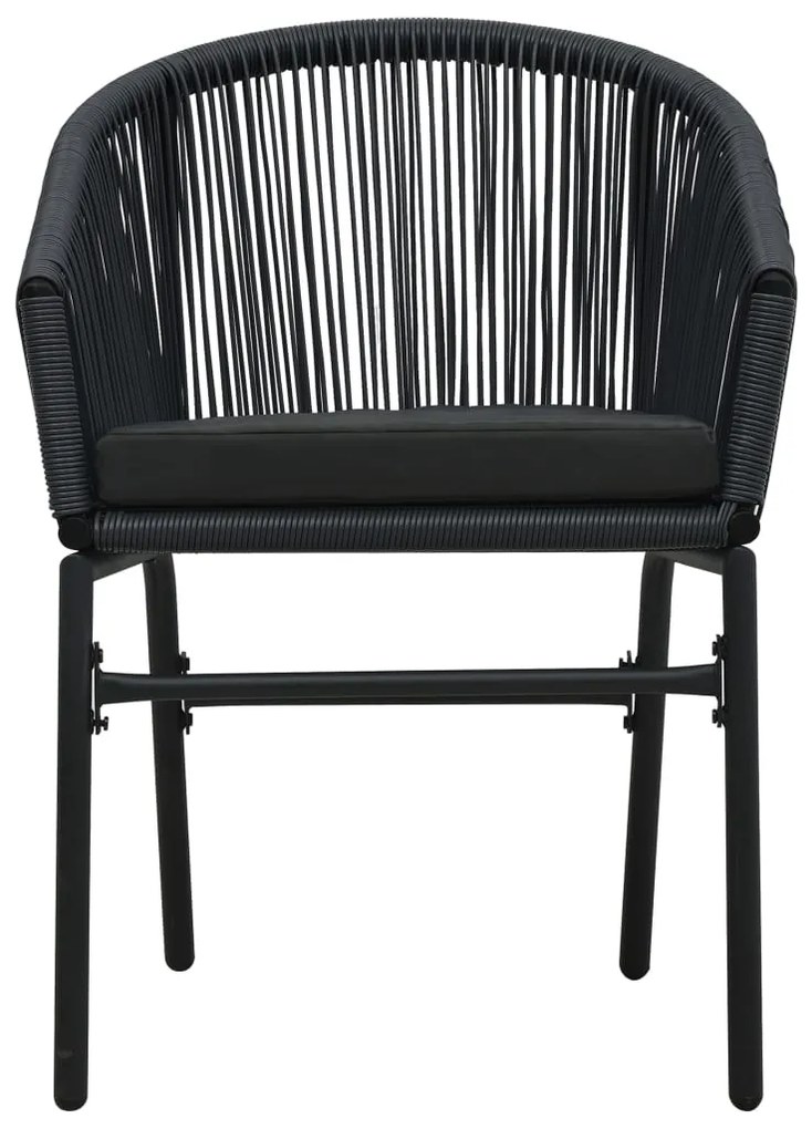 3 pcs conjunto bistrô com almofadões vime PE preto