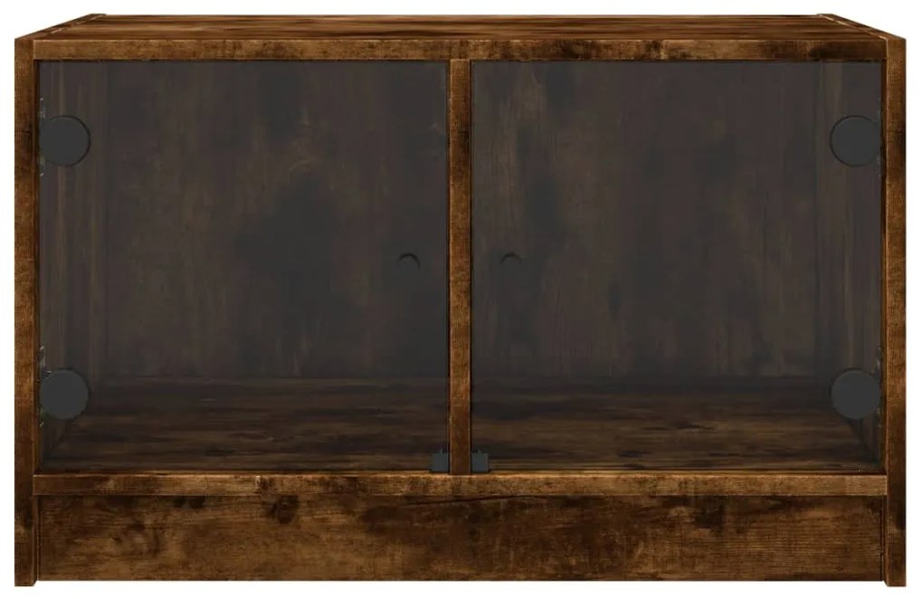 Mesa de centro c/ portas de vidro 68x50x42 cm carvalho fumado