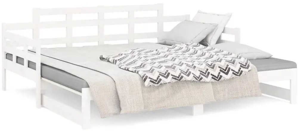 Estrutura sofá-cama de puxar 2x(80x200) cm pinho maciço branco
