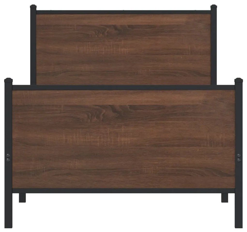 Estrutura de cama sem colchão 90x200 cm metal carvalho castanho