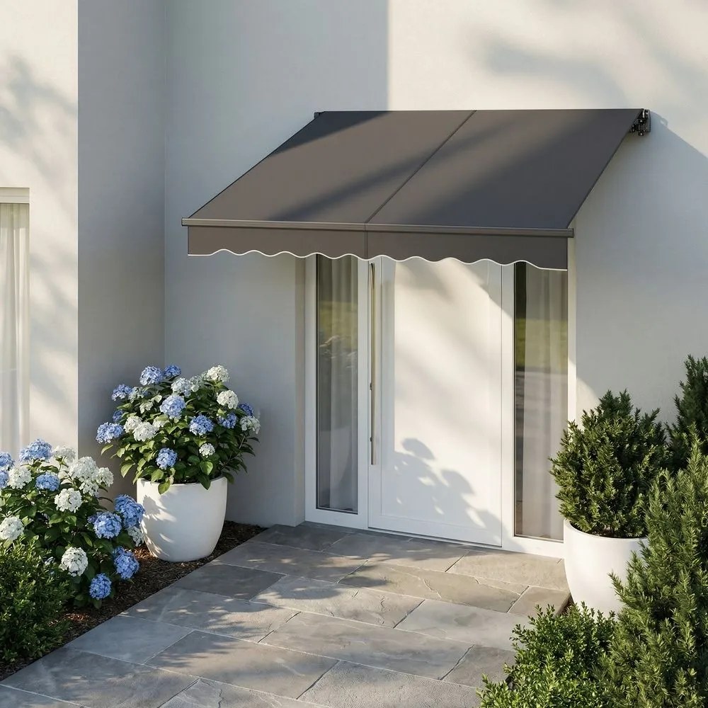 Toldo varanda de braço articulado 250 x 200 cm (C x L), manivela, FPS 50+ Cinza