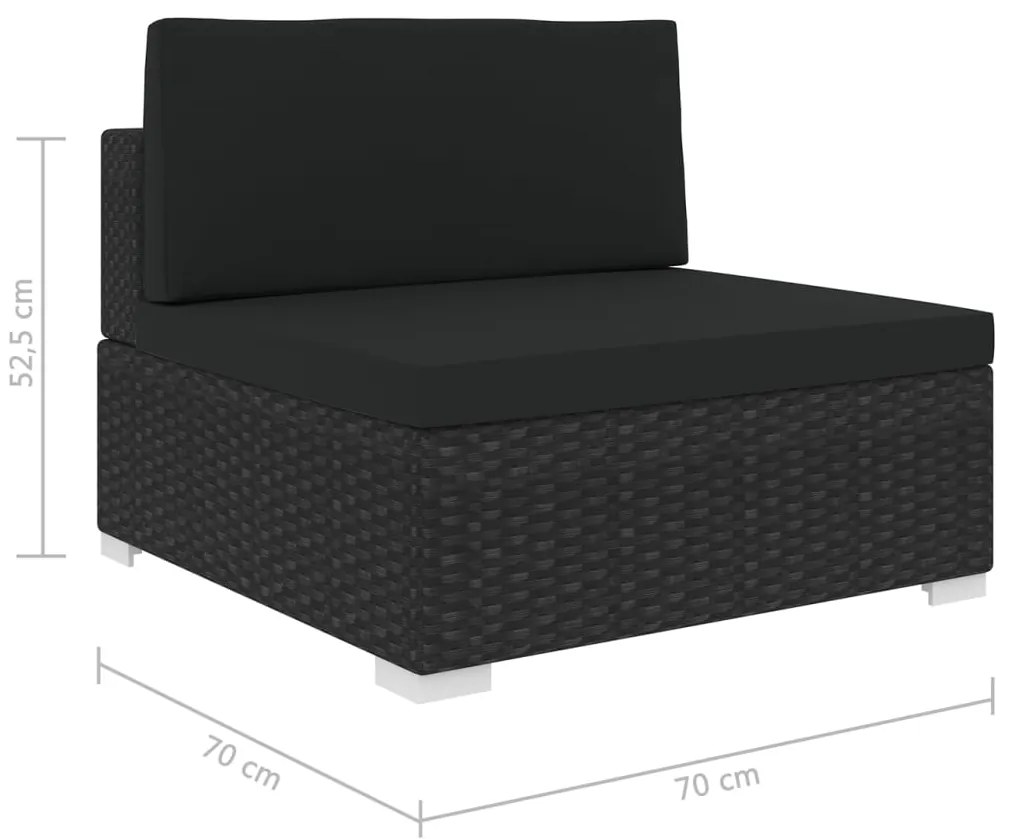 Assento de centro seccional c/ almofadões 1 pc vime PE preto