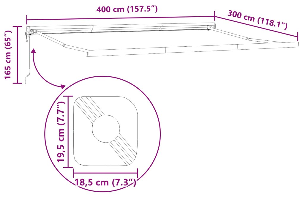 Toldo Retrátil Automático Listrado Multicolorido 400x300 cm