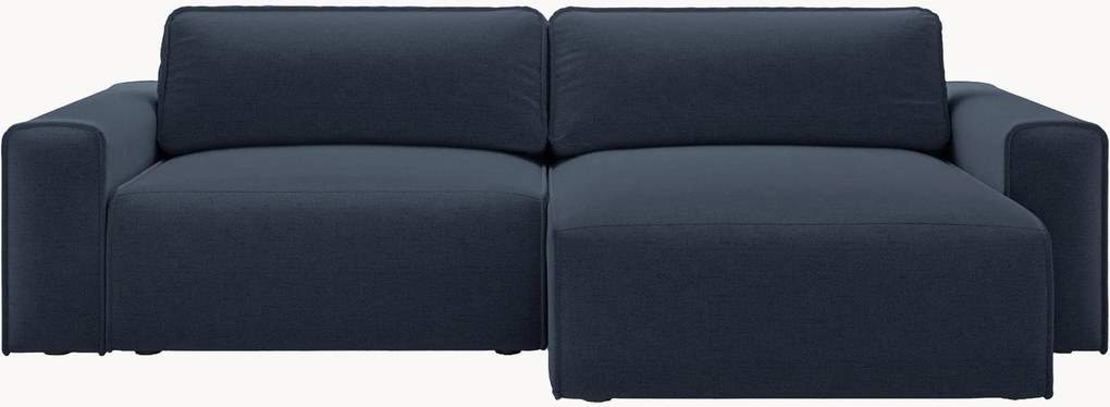 Sofá-cama de canto em chenille com arrumação Victor (3 lugares)
