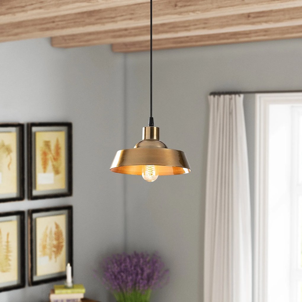 Candeeiro Suspenso Berceste – Dourado – 22 x 22 cm