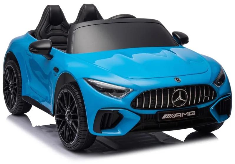 Carro elétrico infantil Mercedes-Benz SL63 12V música, banco de couro, pneus de borracha Azul