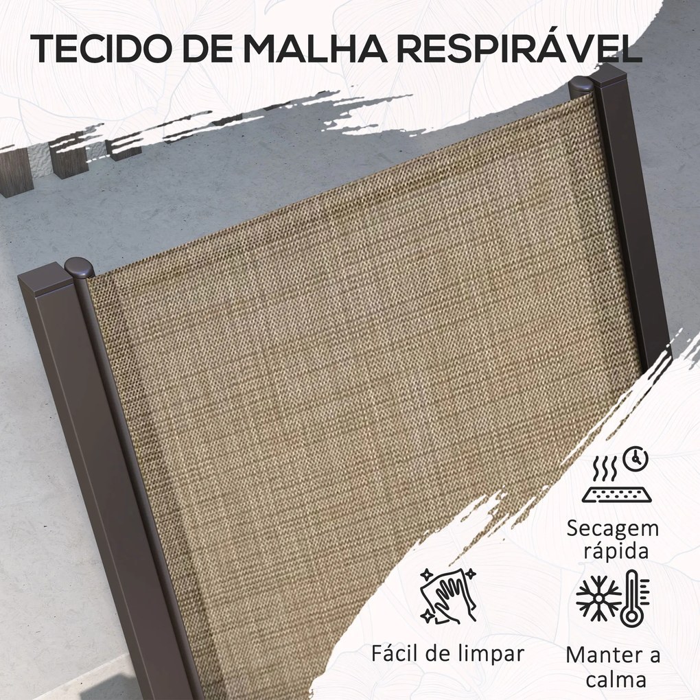 Conjunto de Móveis de Exterior de 7 Peças Mesa e 6 Cadeiras de Jardim com Cadeiras Empilháveis e Estrutura de Aço Cáqui