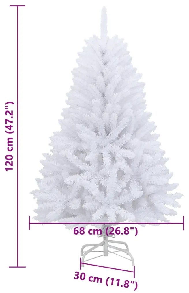 Árvore de Natal artificial articulada com suporte 120 cm branco