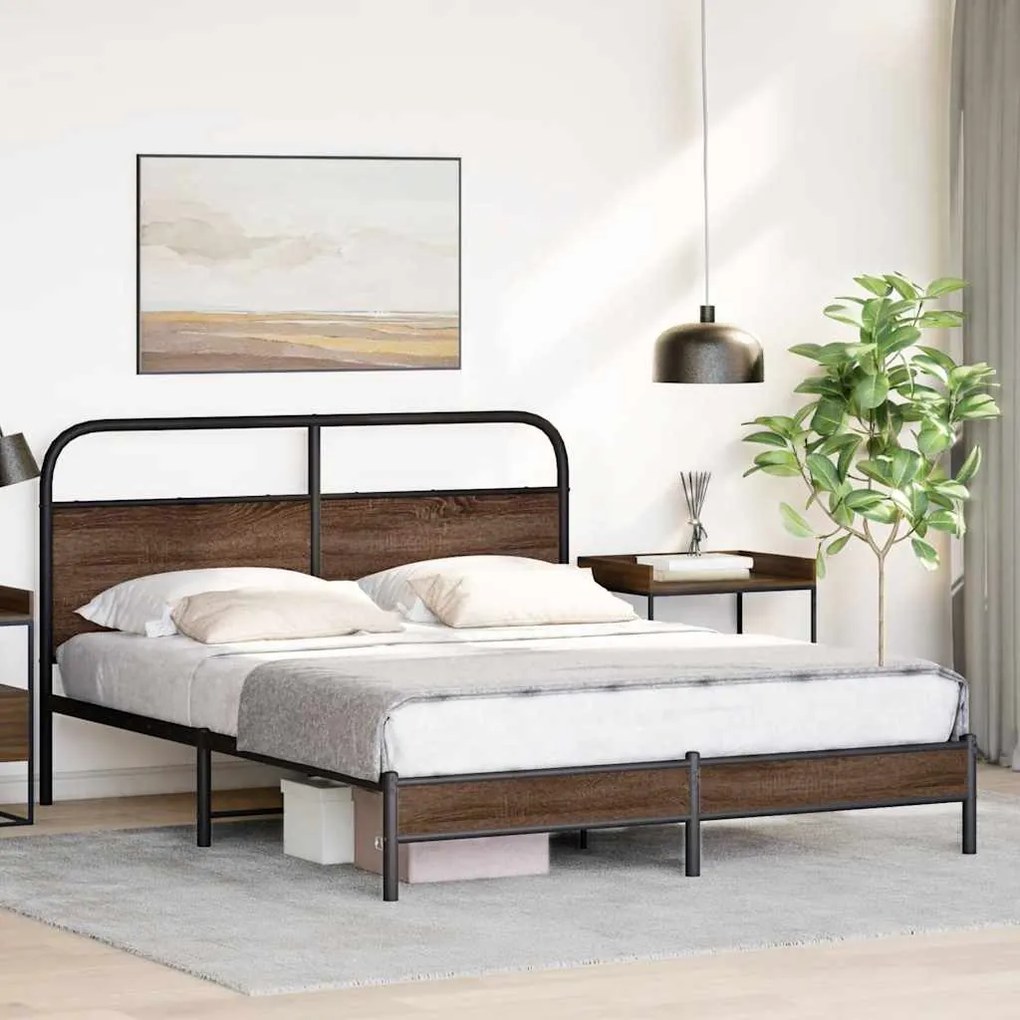 Estrutura cama s/ colchão derivados madeira carvalho castanho