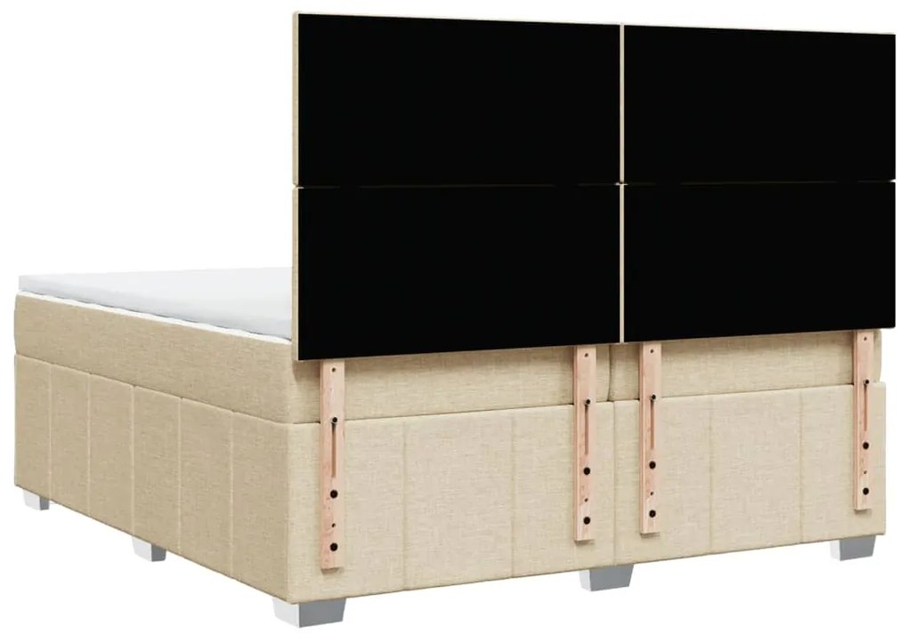 Cama com molas/colchão 200x200 cm tecido cor creme