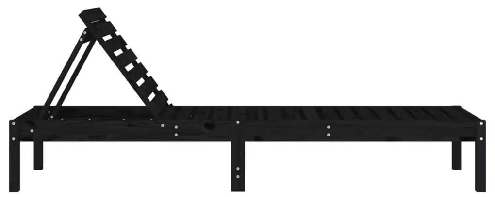 Conjunto de 2 Espreguiçadeiras - Preto - 199,5x60x74 cm - Pinho Maciço