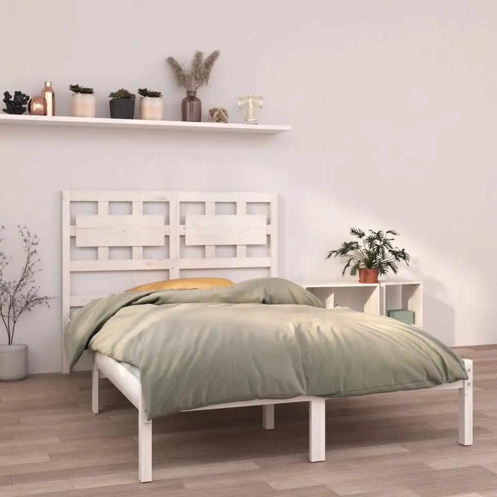 vidaXL Estrutura de cama 140x190 cm madeira maciça branco