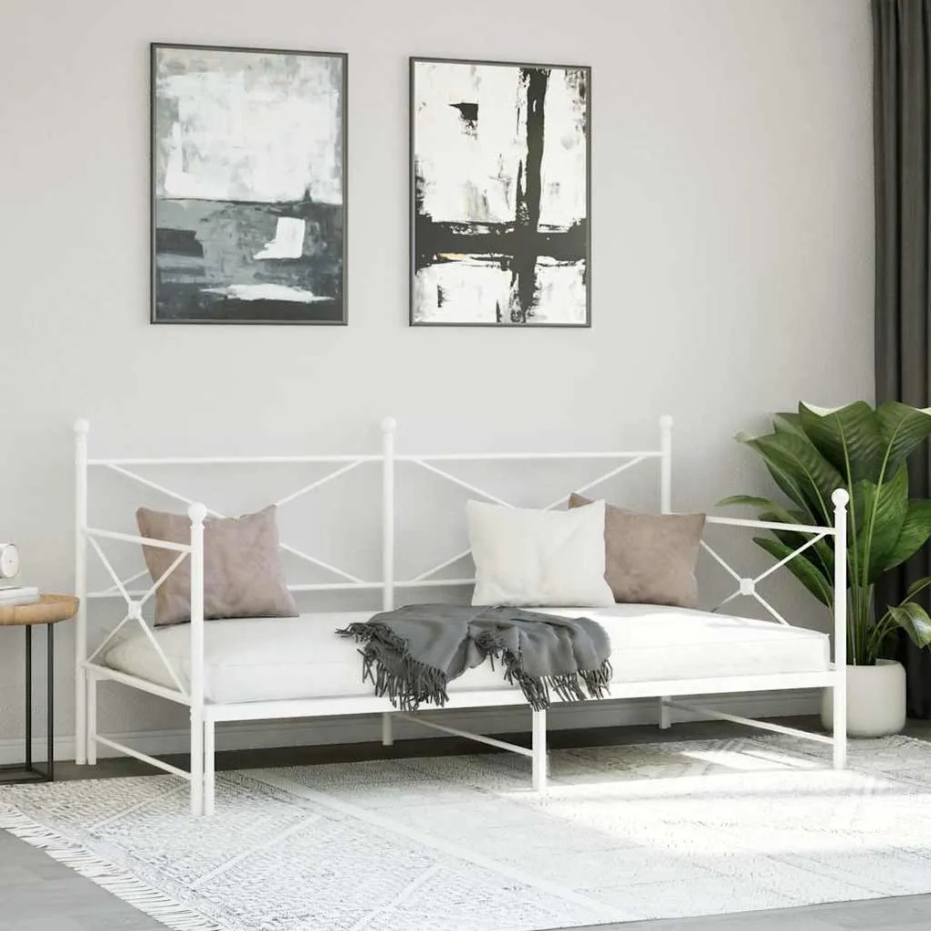 Cama de dia com gavetão sem colchão 100x200 cm aço branco