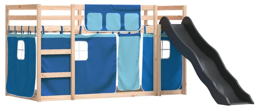 Beliche com escorrega e cortinas 90x190 cm azul