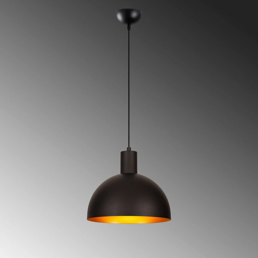 Candeeiro de Teto Sivani – Preto e Dourado – 30 cm de Diâmetro