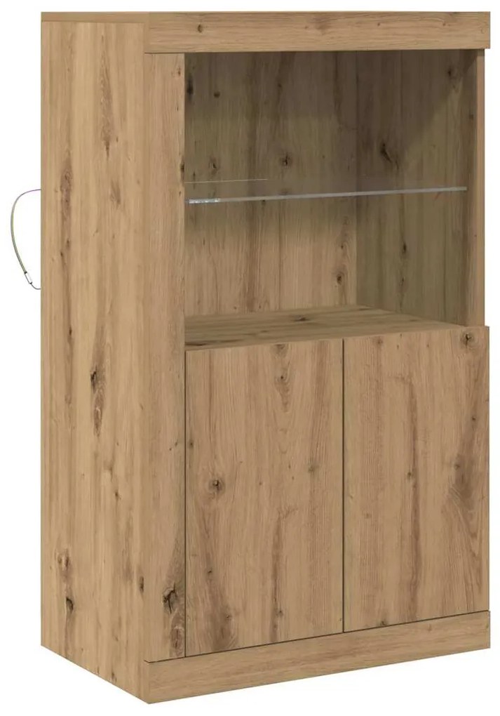 Sideboard vidaXL com luzes LED Carvalho Artesanal 60,5x37x100 cm