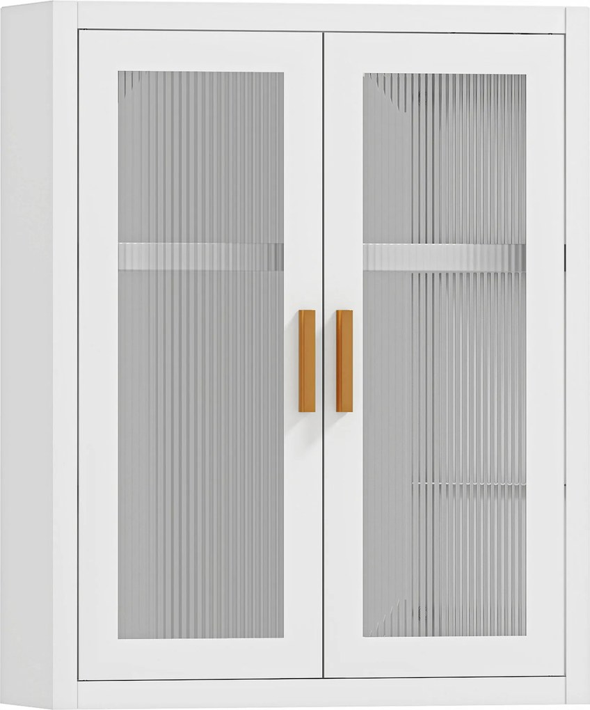 HOMCOM Armário de Casa de Banho de Parede com Portas de Acrílico Prateleira Ajustável Fecho Magnético 40x14x50 cm Branco | Aosom Portugal