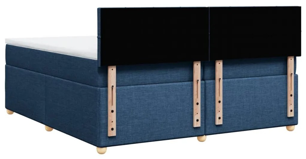 Cama com molas/colchão 200x200 cm tecido azul