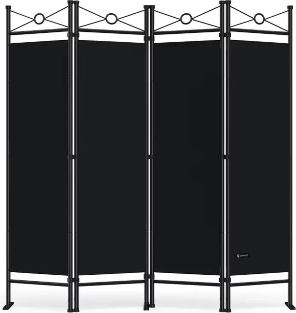 Biombo Lucca, Divisória elegante com um visual mediterrânico 180x163cm Preto