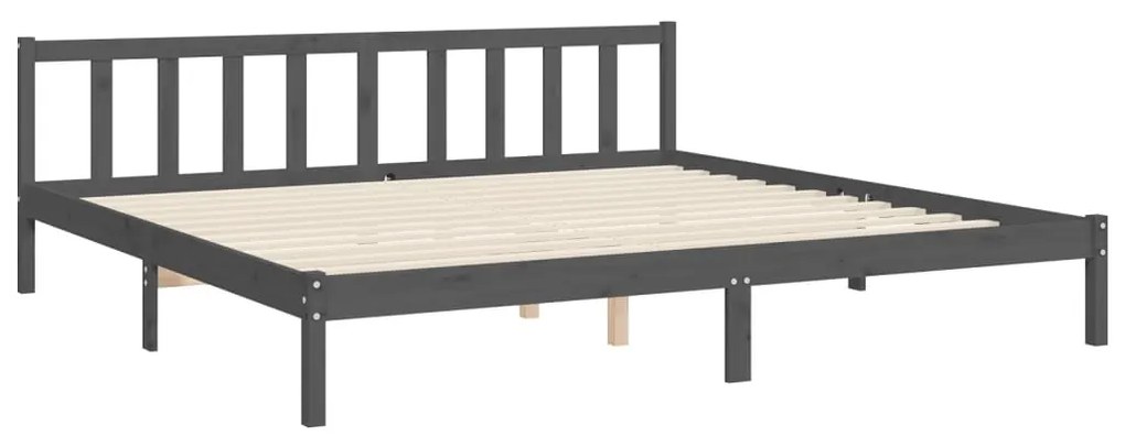 Estrutura de cama com cabeceira 200x200 cm madeira maciça cinza