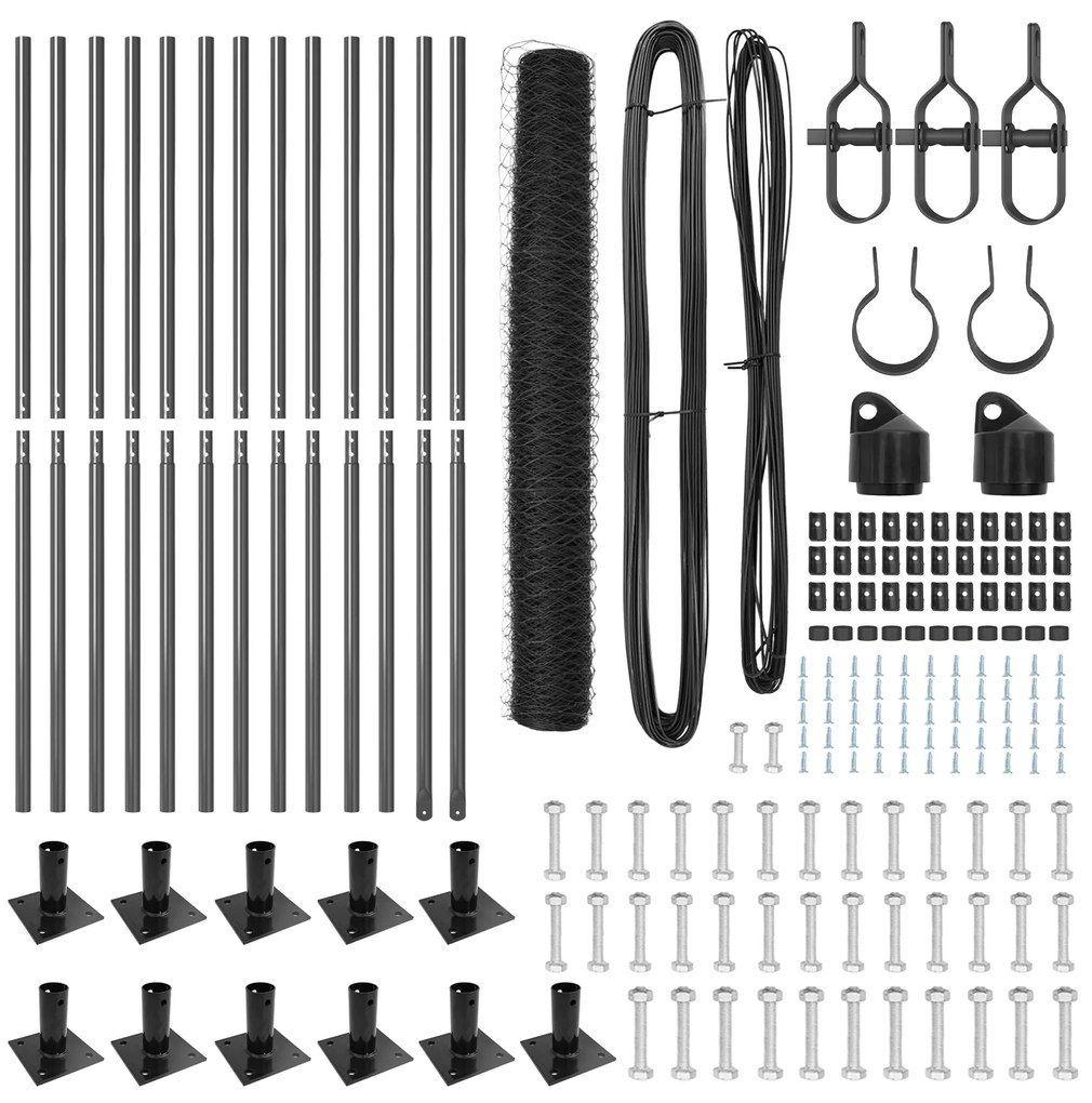 Conjunto de Cercas Conjunto de 2 Cinza Aço 25 x 1,2 m Durável
