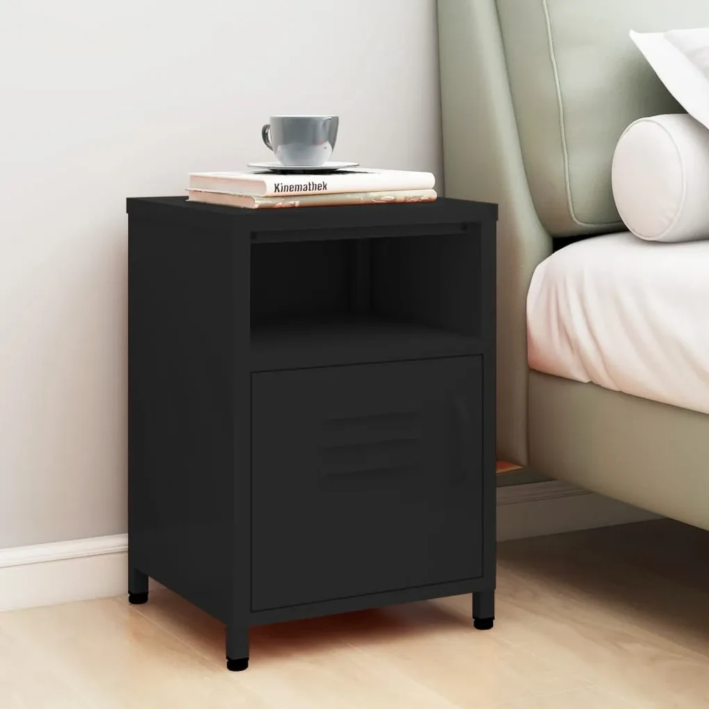 Mesa de cabeceira 35x35x51 cm aço preto | BIANO