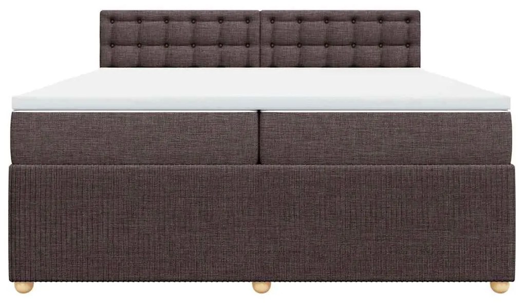 Cama com molas/colchão 200x200 cm tecido castanho-escuro
