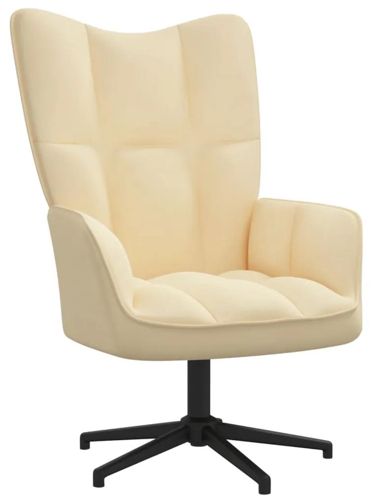 328104 vidaXL Cadeira de descanso veludo branco nata
