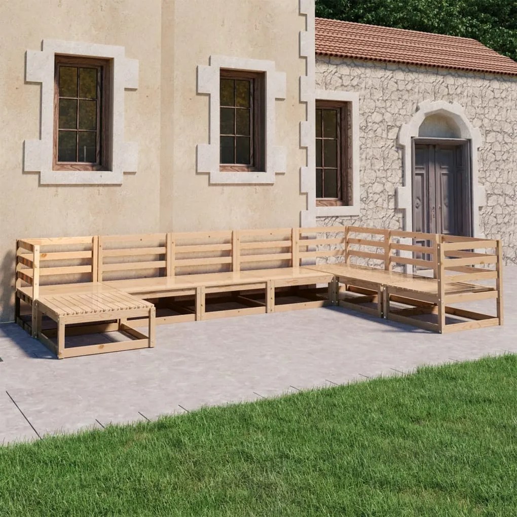 vidaXL 8 pcs conjunto lounge de jardim pinho maciço