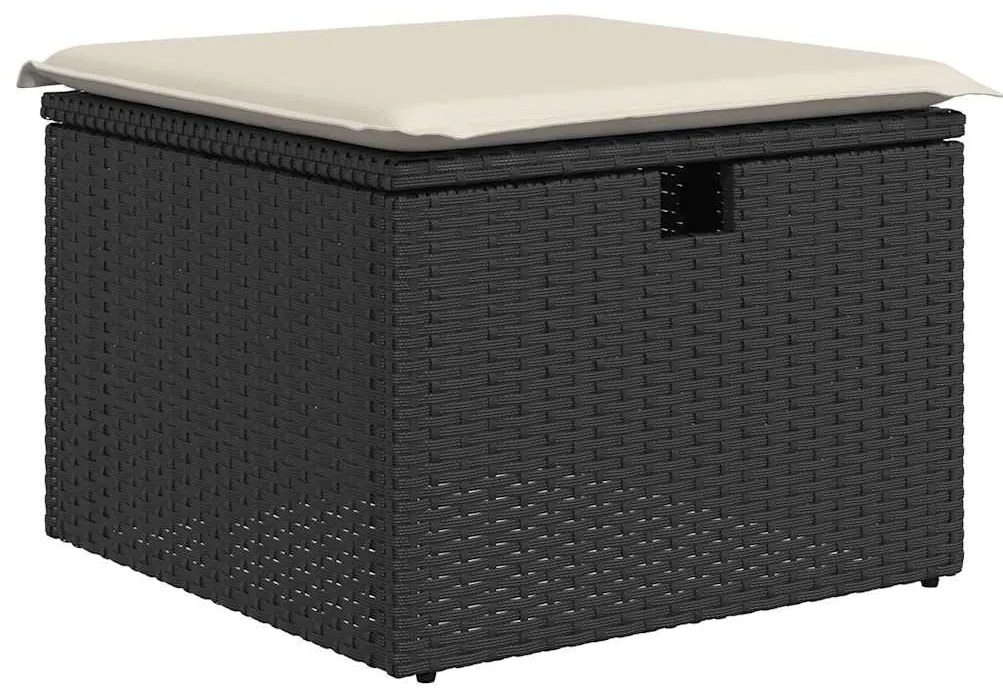 6 pcs conjunto sofás de jardim c/ almofadões vime PE preto