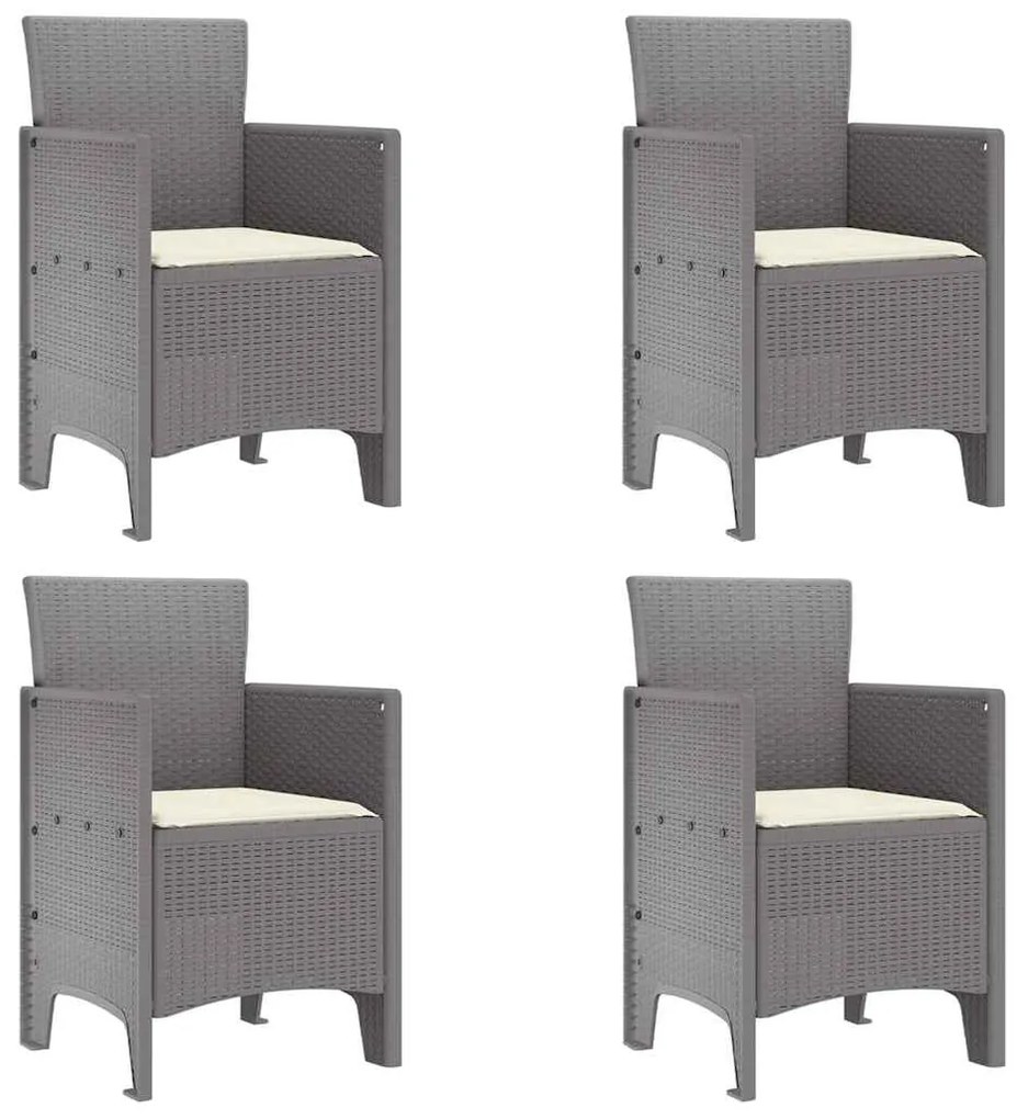 Cadeiras de Jardim com Almofadas 4 pcs Cinzento-claro