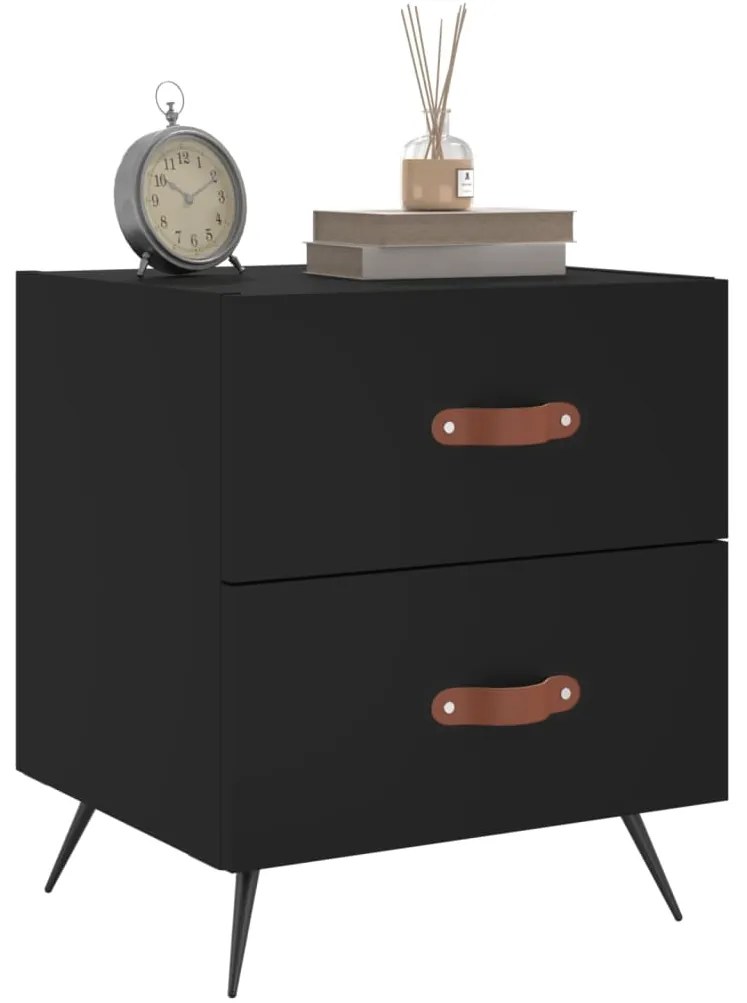 Mesas de cabeceira 2 pcs 40x35x47,5 cm deriv. de madeira preto