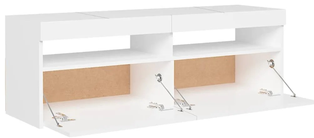 Móvel de TV com luzes LED 120x35x40 cm branco