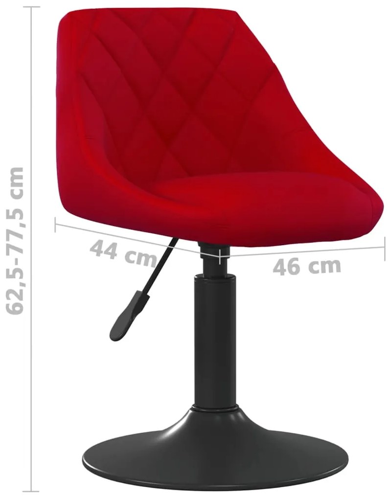 Cadeiras de jantar giratórias 2 pcs veludo vermelho tinto