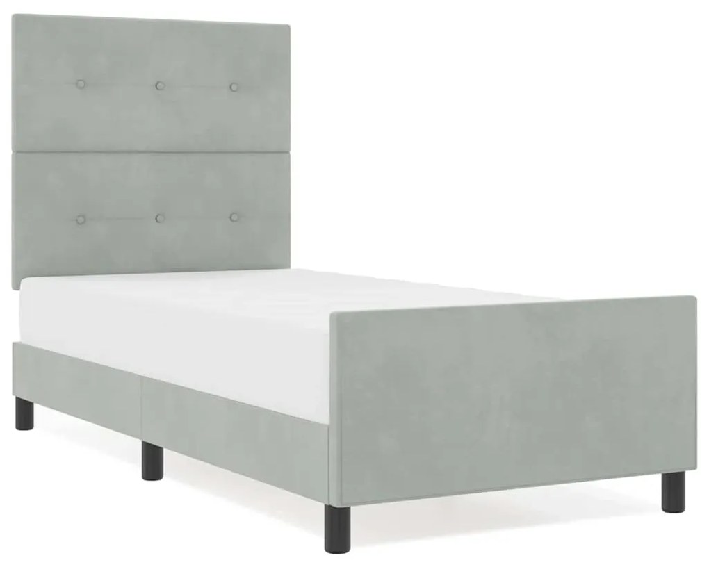 Cama de Veludo Cinza Claro vidaXL 80x200 cm