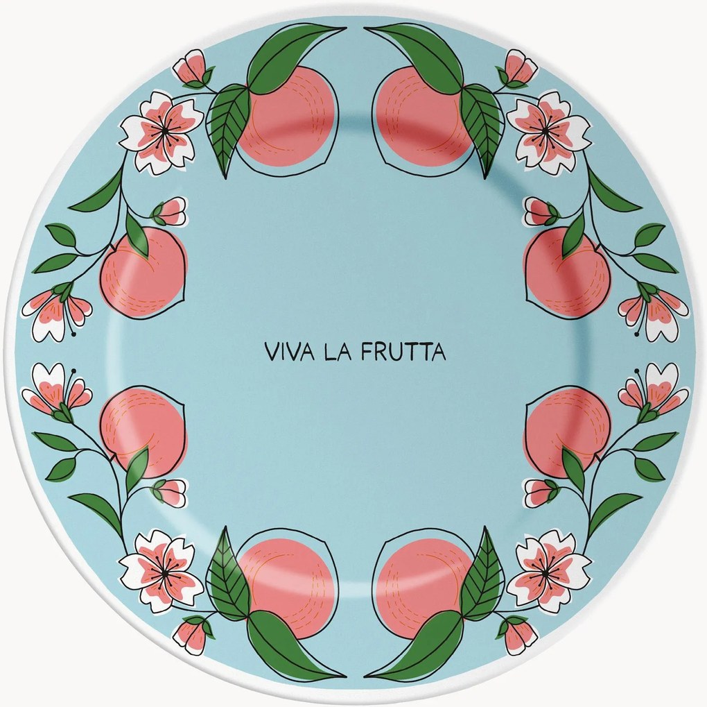 Prato de servir vidrado Viva La Frutta And Peaches