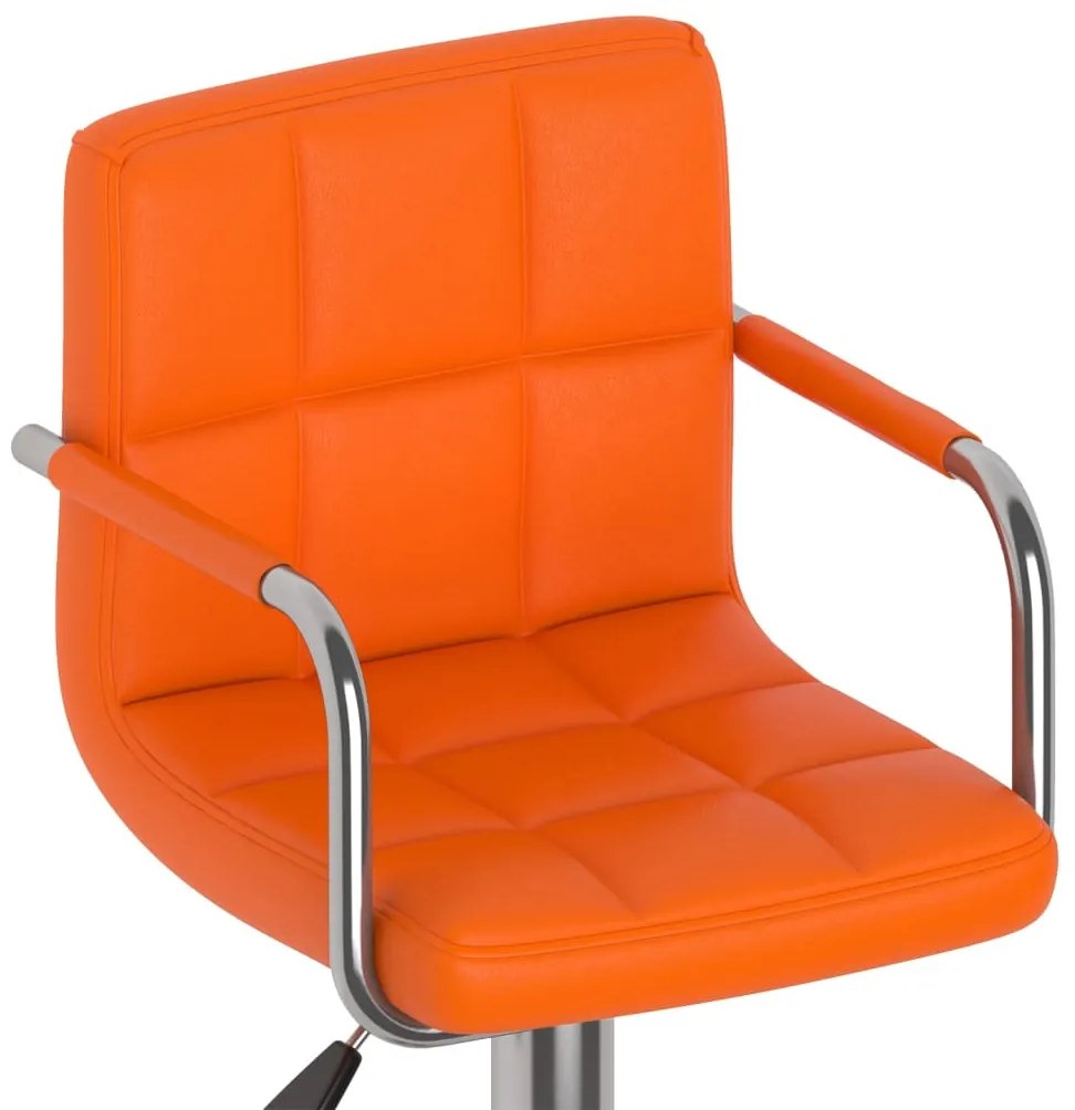 Bancos de bar 2 pcs couro artificial laranja