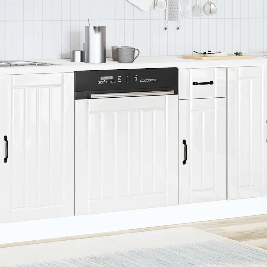 Painel máquina lavar louça derivados madeira branco brilhante