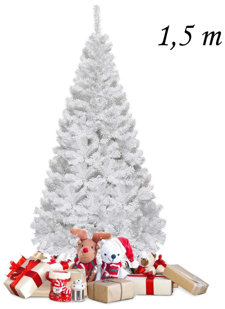 Árvore de Natal Artificial Branca de 150cm com Base Metálica Material PVC Decoração de Festa Branca