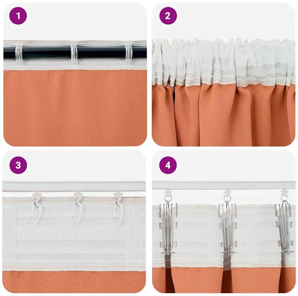 Cortinas com cortinas 2 pcs Terracota 140 x 140 cm Poliéster