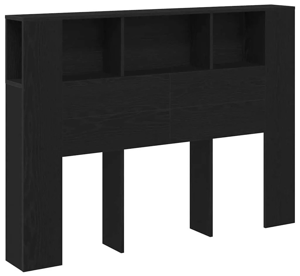 Cabeceira Preto Carvalho vidaXL - 140x19x104,5 cm - Feito de Madeira I