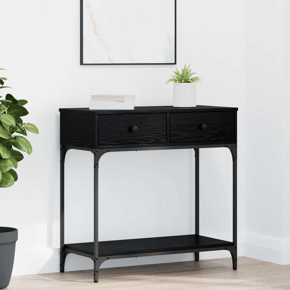 Mesa de Console Carvalho Preto 75x34.5x75 cm Madeira Engenheirada